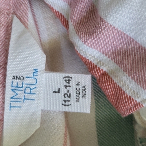 Time and Tru multicolored striped button down with cap sleeves - Picture 9 of 11